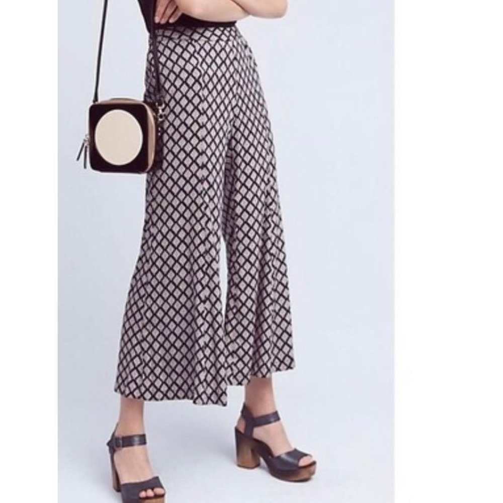 Anthropology Saturday Sunday Womens Medium Black‎ White Geometric Wide Leg Pants
